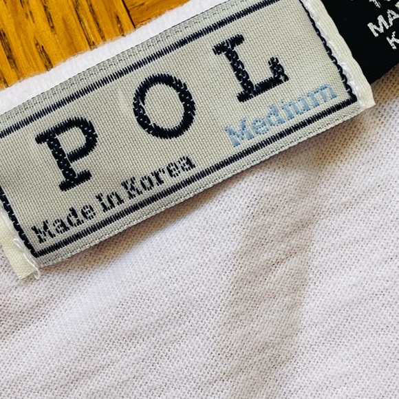 POL White Long Sleeve Graphic Tee With Bling Studs Size Medium NWOT - Picture 4 of 8